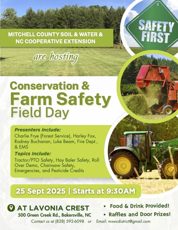 Conservation & Farm Safety Field Day — 25 Sept 2025 9:30AM, Lavonia Crest, Bakersville NC