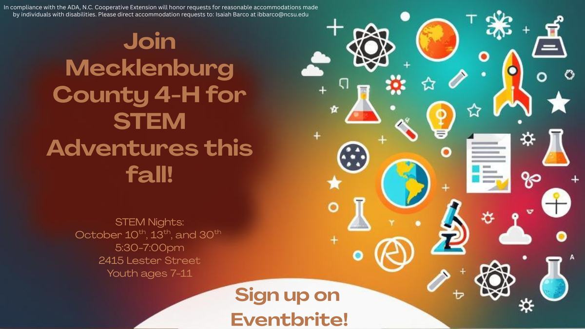 Join Mecklenberg County 4-H for STEM Adventures this fall!