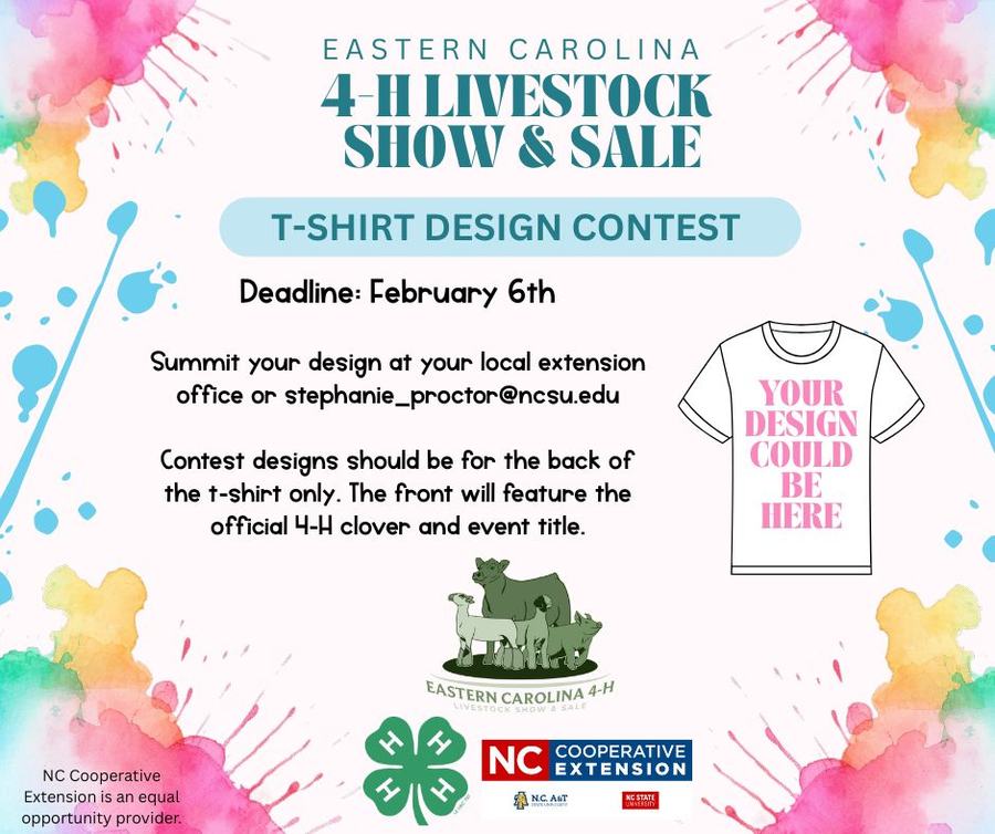 Eastern Carolina 4‑H Livestock Show & Sale T‑shirt design contest — Deadline: Feb 6