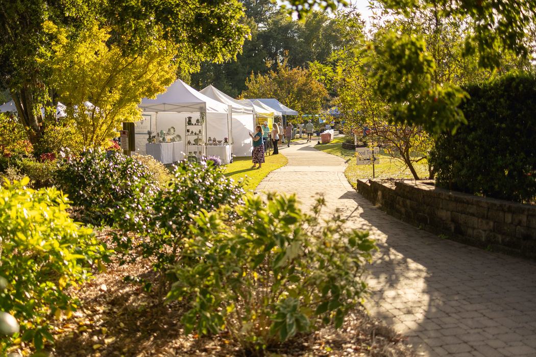 A view of booths at Art in the Arboretum