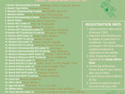 Fall Fun Show Flyer with event details and class list