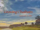 Road and tree-lined horizon at sunrise with text "Growing Chatham" and "September 2025"