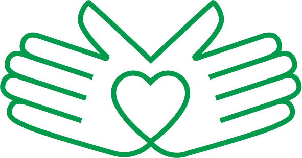 Greet outline of two hands forming a heart shape.