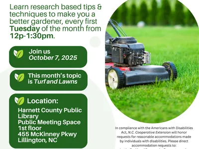 Lunch & Learn with NC State Extension — Oct 7, 2025; Turf and Lawns; Harnett County Public Library