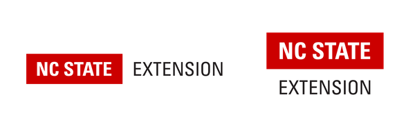 NC State Extension color logos side-by-side in horizontal and vertical orientation.