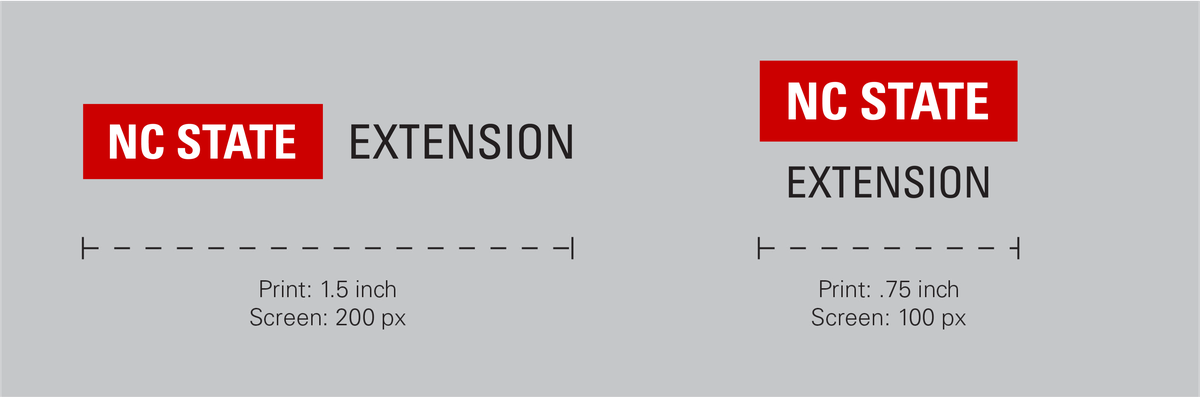 NC State Extension logo sizing graphic