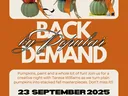 Stacked decorative pumpkins with ribbons; text "BACK by Popular DEMAND" and "23 SEPTEMBER 2025"