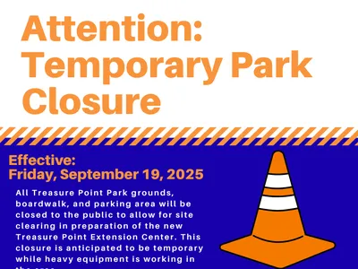 Graphic stating closure of Treasure Point Park