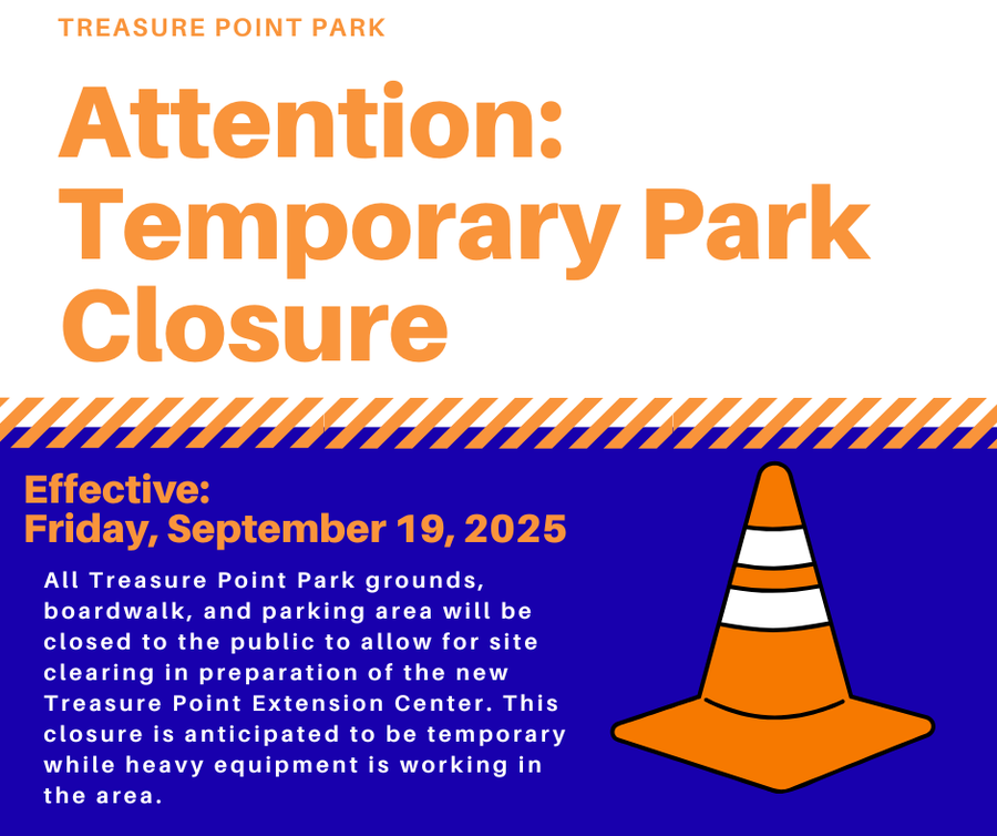 Graphic stating closure of Treasure Point Park