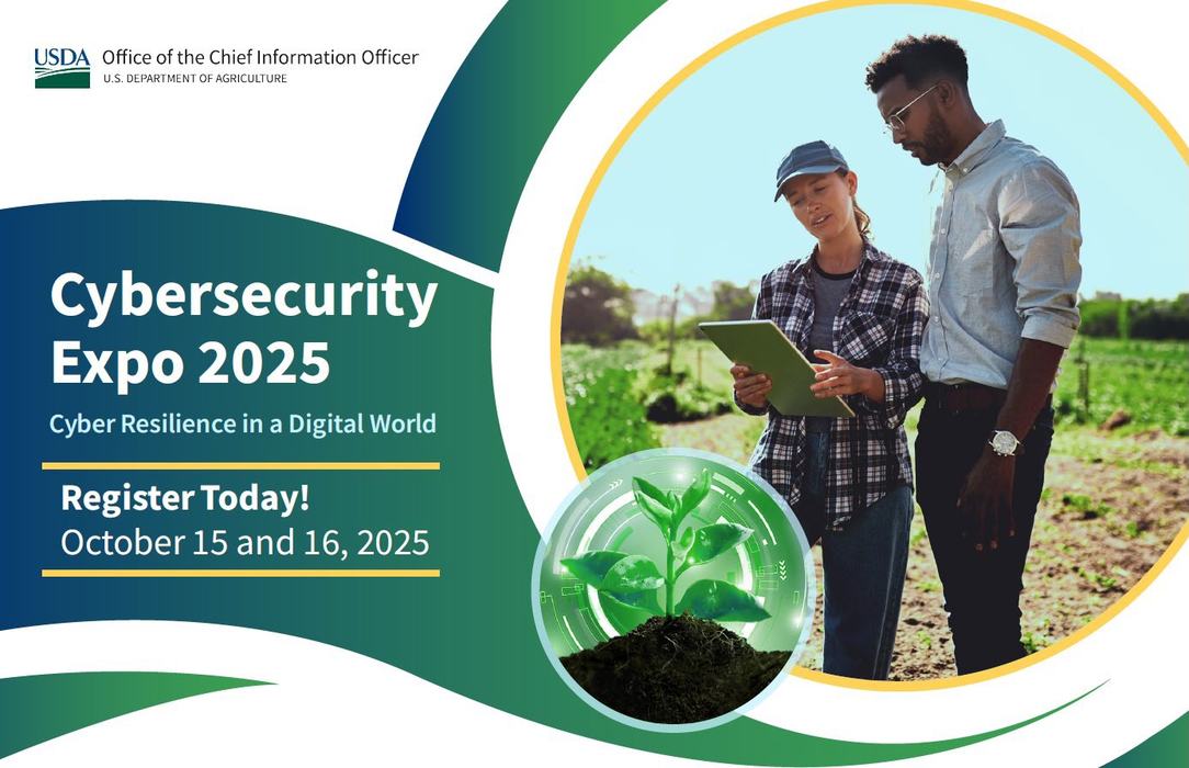 Cybersecurity Expo 2025 — Register Today! October 15–16, 2025; two people in field with tablet