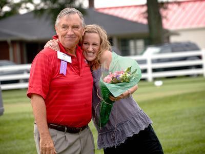 Bruneau and his daughter pose together.