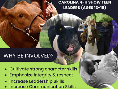Eastern Carolina 4-H Livestock Show Ambassador — ages 13–18; $25; apply by Nov 21
