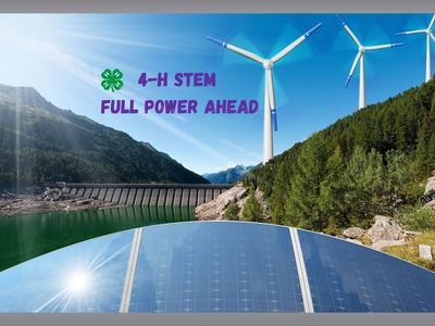 Solar panels, wind turbine, and dam