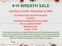 Wreath Sale last day to order is 11/3/25 pick up on 11/25/25 10-1 at windsor community building
