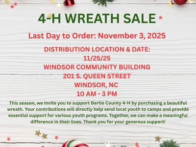 Wreath Sale last day to order is 11/3/25 pick up on 11/25/25 10-1 at windsor community building