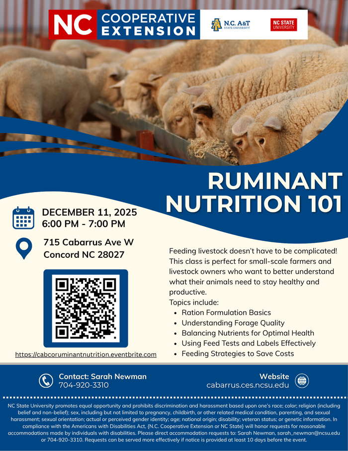 Ruminant nutrition 101 class flyer