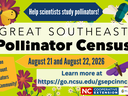 Great Southeast Pollinator Census 2026 Banner- The Census is on August 21 and 22 in 2026