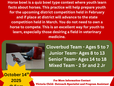 Dare County 4‑H Horse Bowl Team recruiting youth; meeting Oct 14, 2025 @ 5pm; ages 5–18