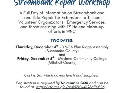 WNC Landslide and Streambank Repair Workshop Announcement