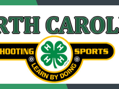 North Carolina 4-H Shooting Sports logo with 4-leaf clover and text "Learn by Doing"