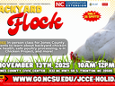 Backyard Flock class flyer: white chicken, Nov 13, 2025 10AM–12PM, Jones County