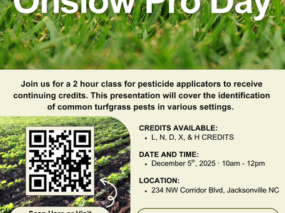 Onslow Pro Day Flyer, features images of turf and fields