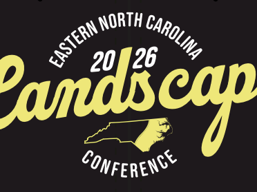 Logo reading "Eastern North Carolina 20|26 Landscape Conference" with outline of North Carolina