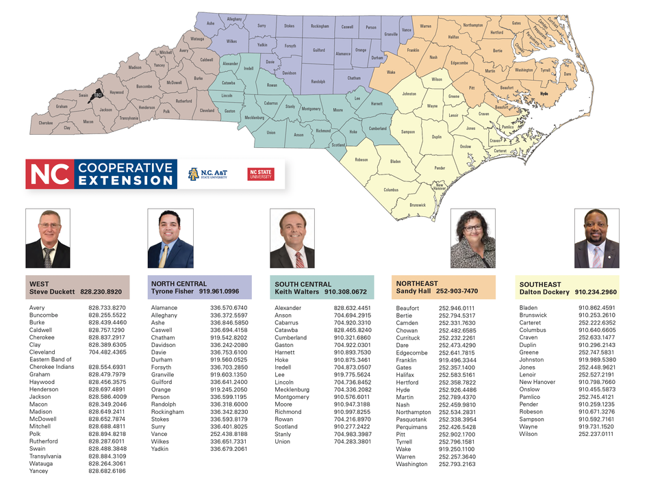 North Carolina Cooperative Extension Districts Map