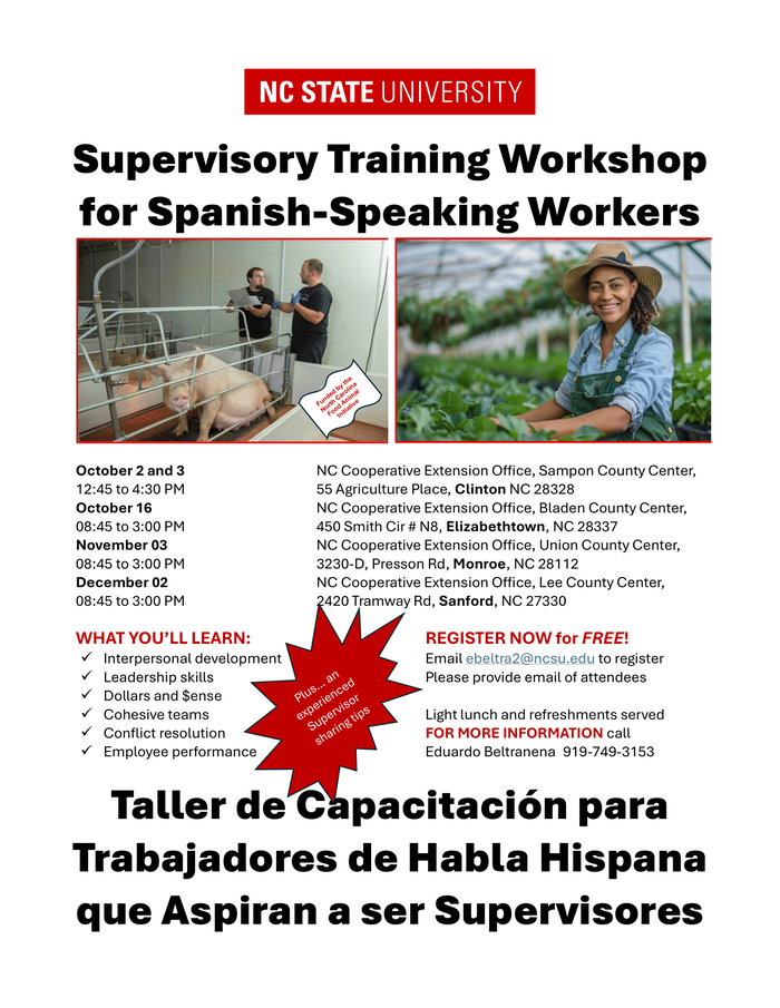 NC State University: Supervisory Training Workshop for Spanish‑Speaking Workers