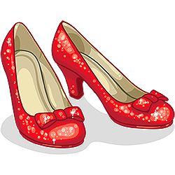 Pair of red high-heeled women's shoes with bows and white floral pattern