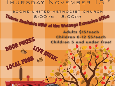 Farm City Banquet flyer for November 13, 2025 at 6pm at Boone United Methodist Church