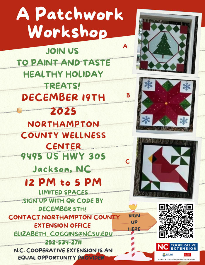 Holiday worksop painting barn quilts and tasting holiday treats.