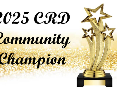 Gold star trophy beside text "2025 CRD Community Champion"
