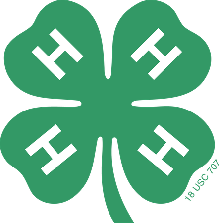The 4-H Emblem: a green four-leaf clover with a white 'H' on each leaf and the legal statement 18 U.S.C. 707.