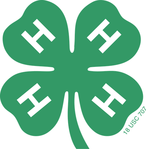 The 4-H Emblem: a green four-leaf clover with a white 'H' on each leaf and the legal statement 18 U.S.C. 707.