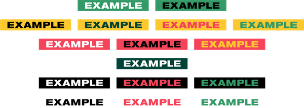 Examples of recommended background and text color combinations for 4-H text blocks, demonstrating pairings using official brand colors including 4-H Green, Sunflower, Tomato, Kale, White, and Black.