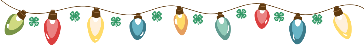 string of holiday lights with a clover in between each light
