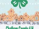 4‑H clover above gingerbread houses with text Chatham County 4‑H Gingerbread Competition