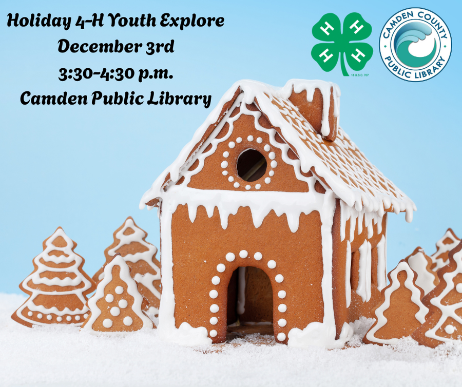 A gingerbread house with event details