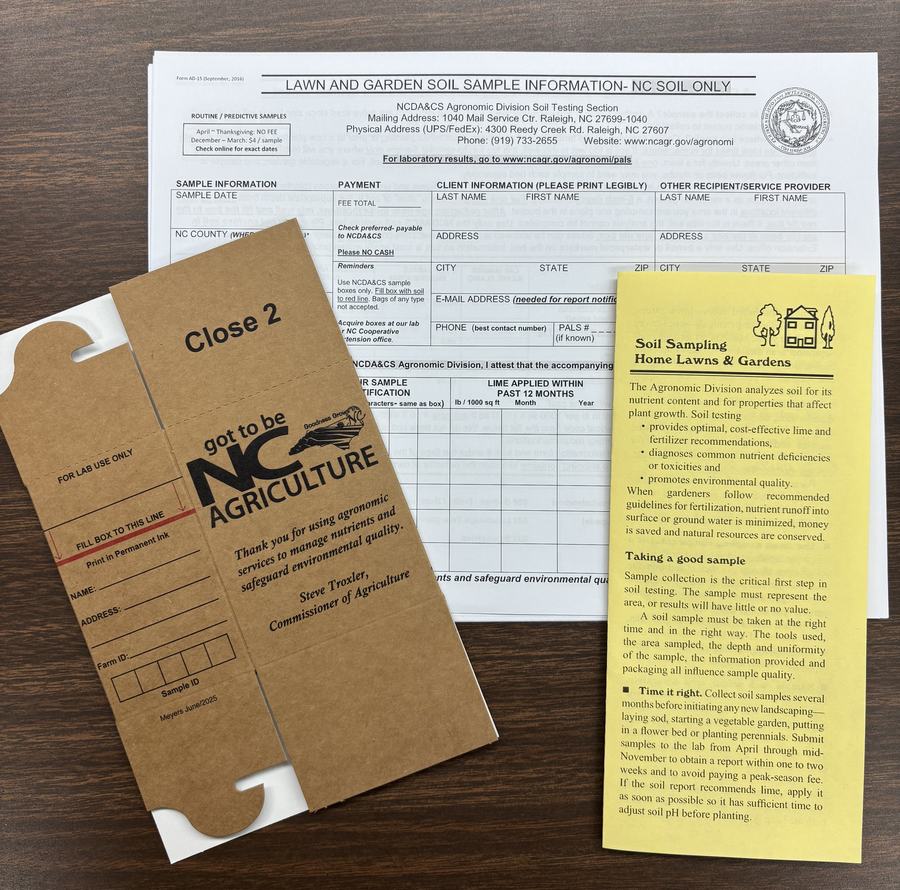 Soil box, form that accompanies box, and how-to flyer