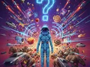 An overstimulated and somewhat confused astronaut hurtles through space while avoiding cosmic debris.