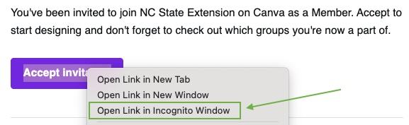 screenshot of link menu
