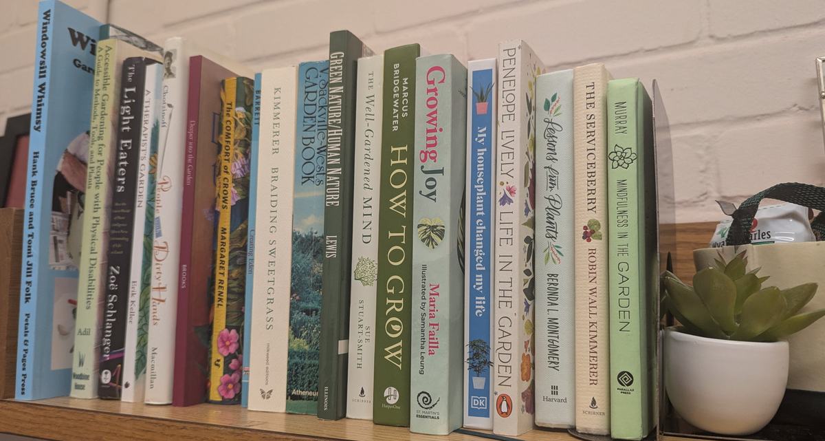 A therapeutic horticulture bookshelf