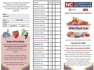 Gaston County Cooperative Extension 2026 Plant Sale — deadline Jan 27, 2026