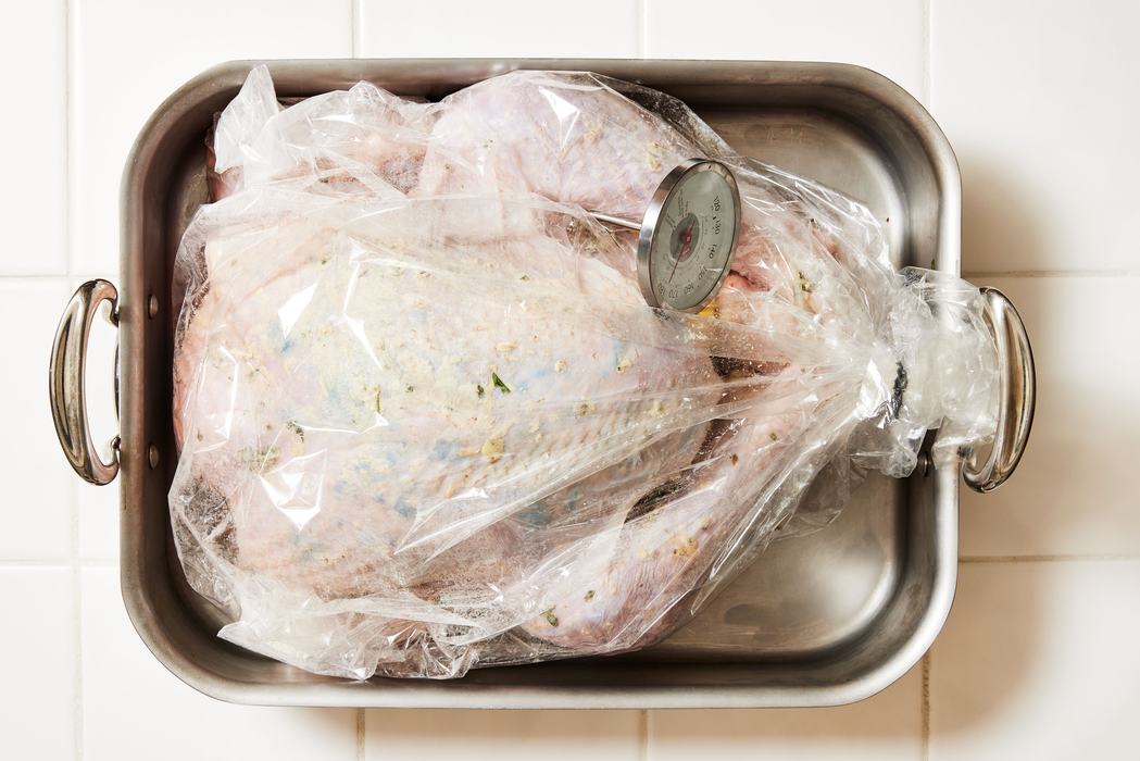 Roasted turkey in oven bag
