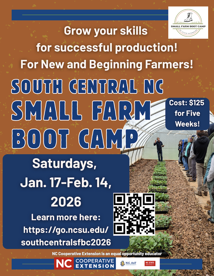 flier for the Small Farm Boot Camp with registration and program information