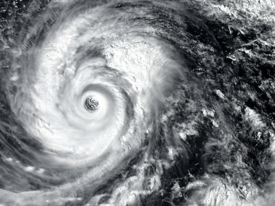 Image of a satellite picture of a hurricane