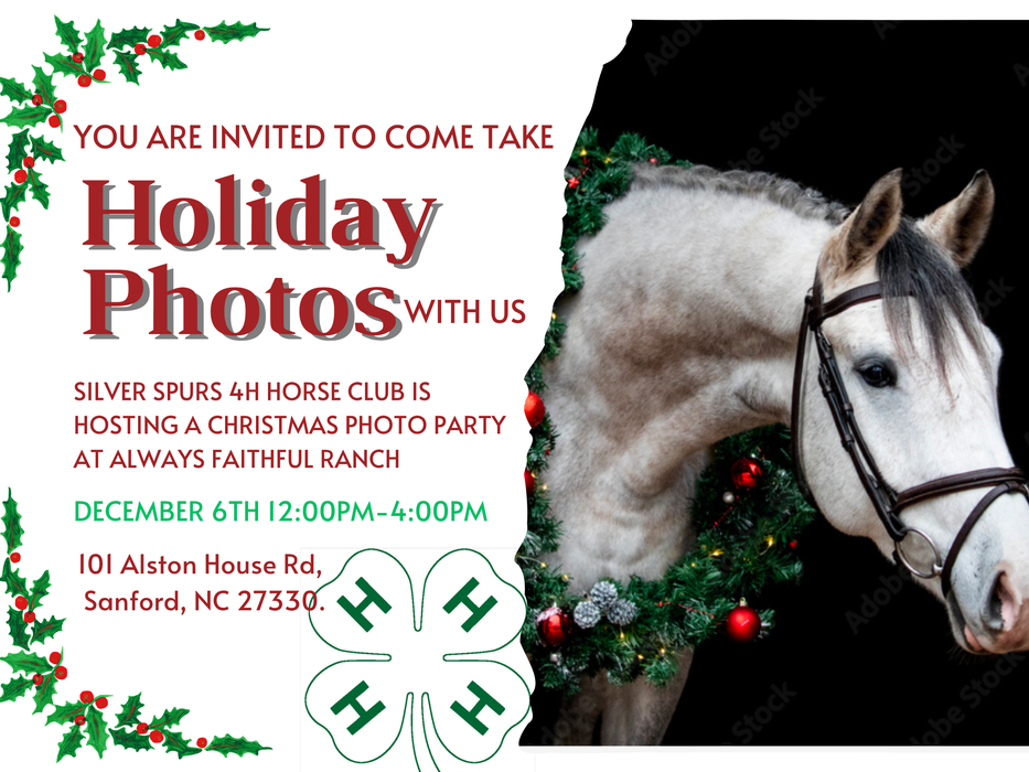 holiday photos with horse december 6 2-4 at always faithful ranch