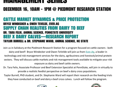 NC Winter Dairy Management Series flyer — December 16, 10AM–1PM @ Piedmont Research Station