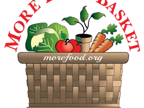 Woven basket of vegetables, "More In My Basket" above, "morefood.org" on front